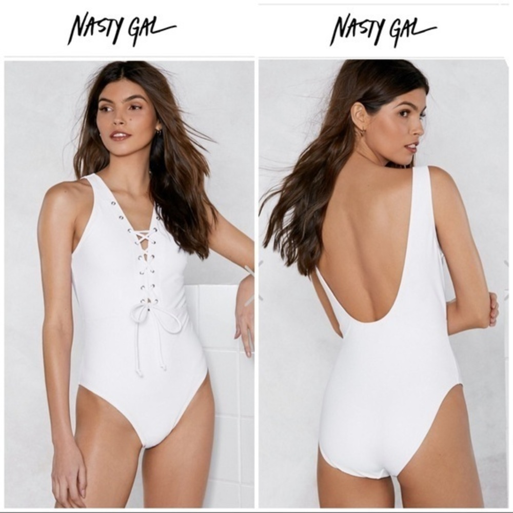 Nasty Gal Against the Tie Lace-Up Swimsuit Size 4
